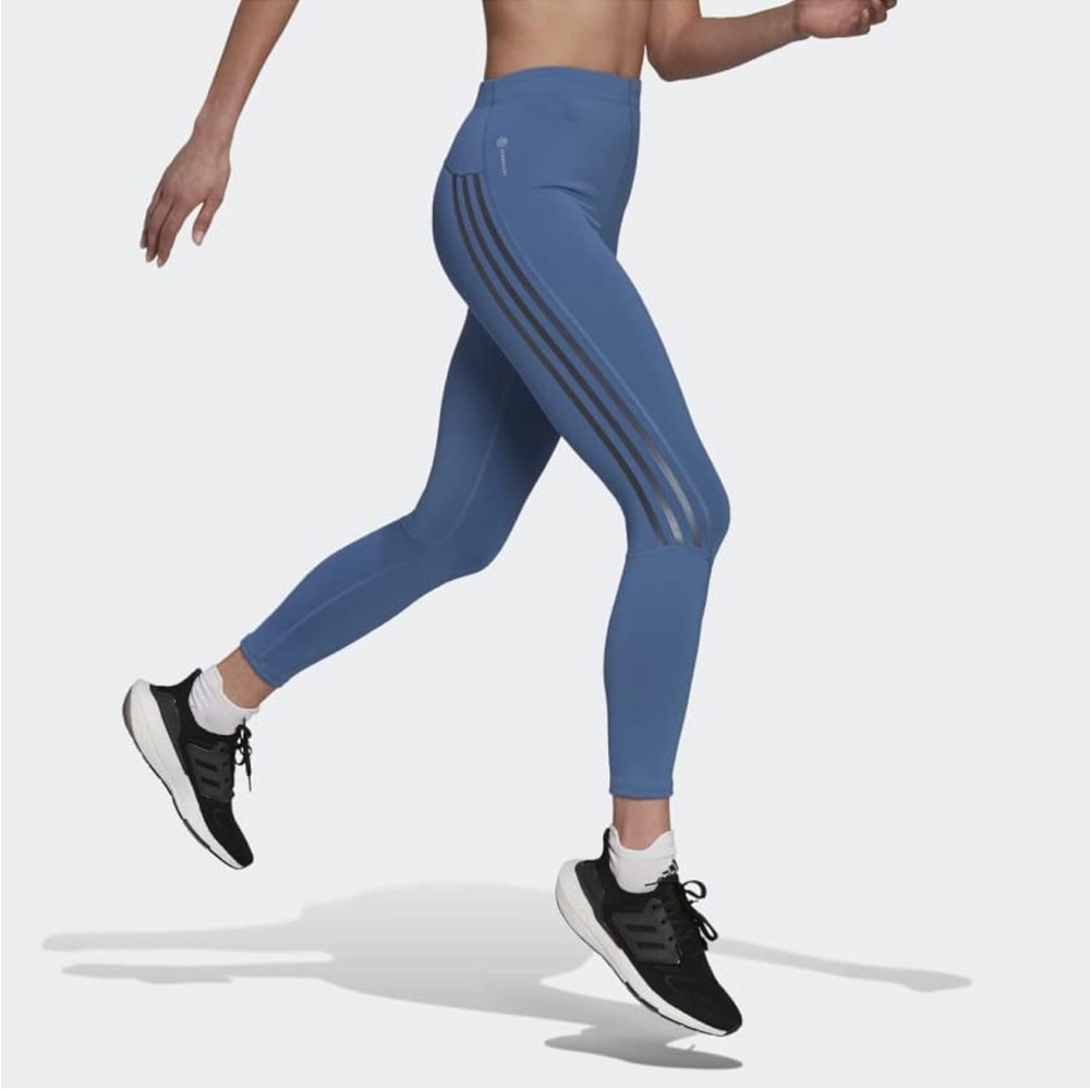 adidas Womens Run Icon 3 Stripes 7/8 Running Tights
